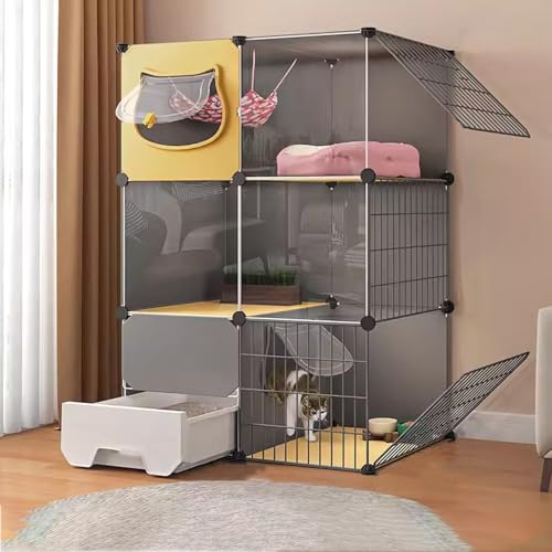 DYUNCZ Katzengehege Outdoor mit Katzentoilette, Katzenkäfig， Katzenlaufstall for Umschlossene Hauskatzen, Große Katzenhütten, Katzenhütten-Kisten-Laufstall, DIY-Katzenlaufstall (Color : 72x47x107cm/2 von DYUNCZ