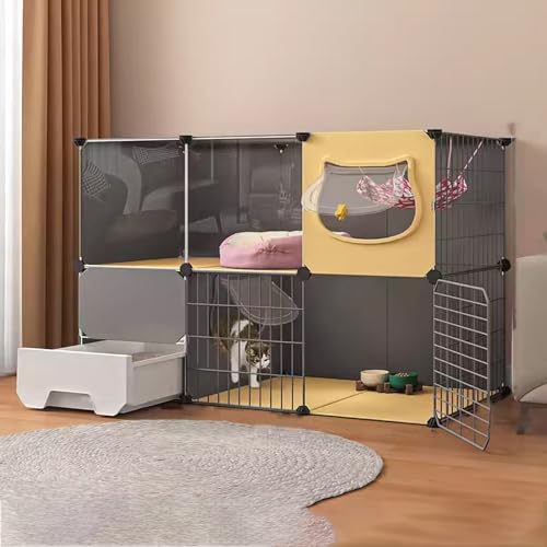 DYUNCZ Katzengehege Outdoor mit Katzentoilette, Katzenkäfig， Katzenlaufstall for Umschlossene Hauskatzen, Große Katzenhütten, Katzenhütten-Kisten-Laufstall, DIY-Katzenlaufstall (Color : 107x47x72cm/4 von DYUNCZ