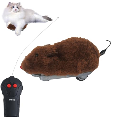 DZAY Magic Maus Katze Katzenspielzeug Elektrisch Spielmaus,Frettchen Katzenspielzeug Mäuse Spielmäuse für Katze Interaktive Spielzeug Maus,Ferngesteuerte Maus für Katzen (Brau) von DZAY