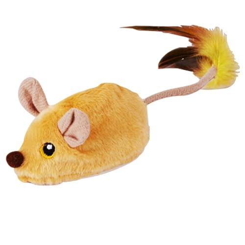 Maus Katzenspielzeug Elektrisch Spielmaus,Elektrische Maus für Katzen Spielzeugmäuse mit Federschwanz,Interaktive Spielzeug Maus Spielzeugmäuse für Katzenauslauf,Gegen Langeweile (Gelb,Remote Control) von DZAY