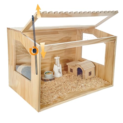 Hamsterkäfig aus Holz, 61 cm L x 40 cm B x 40,6 cm H, Meerschweinchenkäfig, Kleintierkäfig für syrische Zwerghamster, Degus-Mäuse und andere kleine Haustiere, Hamster-Habitat mit zu öffnender von DZWLKJ