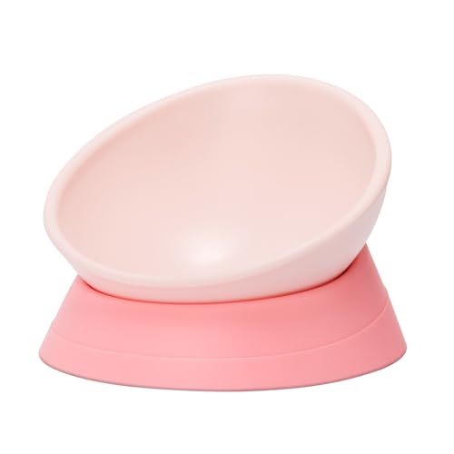 Hundenäpfe mit geneigtem Winkel, schräg aus Harz, für Hunde und Katzen, Rutschfester Futternapf für Haustiere mit abnehmbarem Silikonständer (Rosa, L - 4 Tassen) von DZXZY