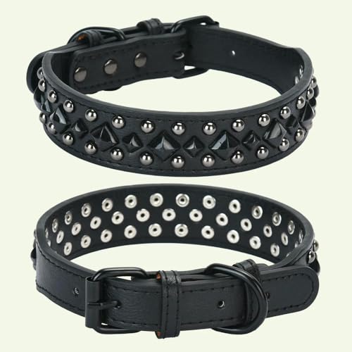 DaBingDian 1 Stück Vintage-Hundehalsband aus schwerem Leder mit Nieten, Bissschutz- und Nackenschutzhalsband. Passend für mittelgroße bis große Hunde. von DaBingDian