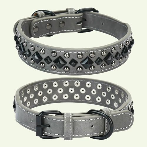 DaBingDian 1 Stück Vintage-Hundehalsband aus schwerem Leder mit Nieten, Bissschutz- und Nackenschutzhalsband. Passend für mittelgroße bis große Hunde. von DaBingDian