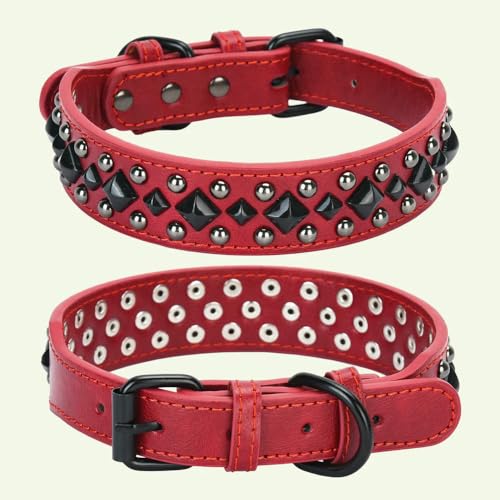 DaBingDian 1 Stück Vintage-Hundehalsband aus schwerem Leder mit Nieten, Bissschutz- und Nackenschutzhalsband. Passend für mittelgroße bis große Hunde. von DaBingDian