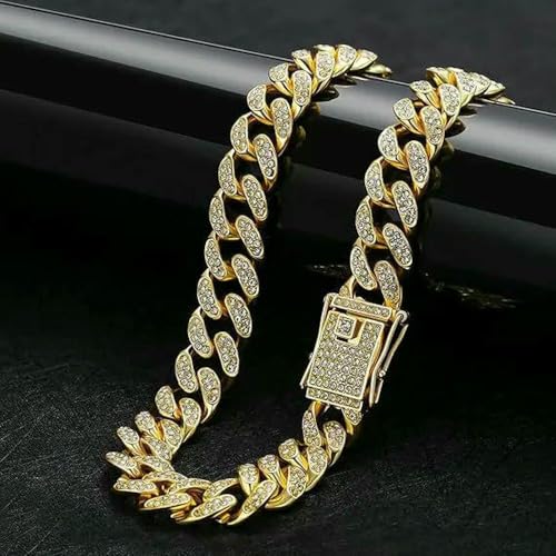 DaBingDian Haustierzubehör Chihuahua Neue Diamant-eingelegte kubanische Kette Zinklegierung Gold Halskette Halsband Dekorative Kette Katze Hund DaBingDian Haustierzubehör Chihuahua Neue Diamant-eingelegte kubanische Kette Zinklegierung Gold Halskette Halsband Dekorative Kette Katze Hund von DaBingDian