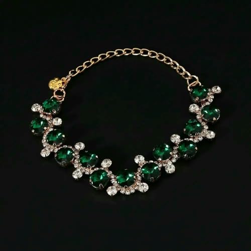 DaBingDian Katzenhalsband im Prinzessinnen-Stil, verstellbare Strass-Diamant-Halskette mit bunten Perlen für Geburtstagsfeiern von DaBingDian