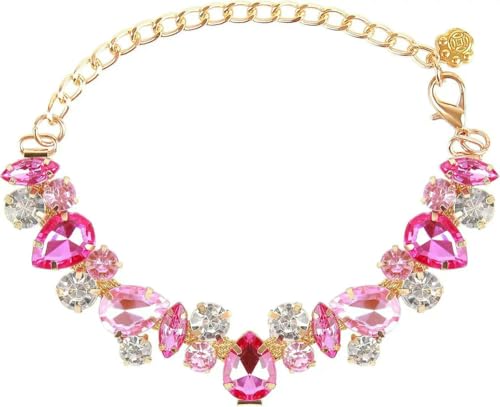DaBingDian Luxuriöses Katzenhalsband mit Kristallen, verstellbare Halskette mit glitzernden Edelsteinen für Welpen und Kätzchen – modisches Haustier-Accessoire von DaBingDian