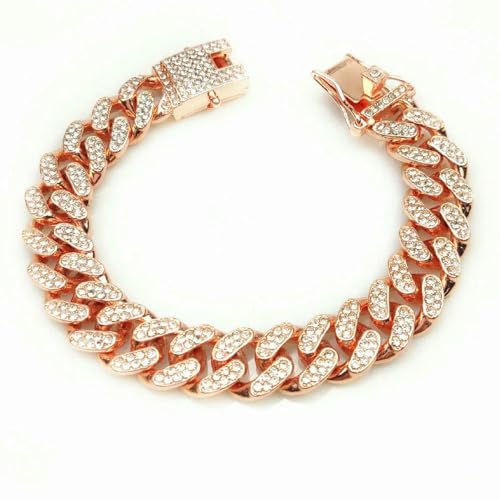 DaBingDian Luxus Gold Katze Halskette Schmuck Strass Haustier Kubanische Kette Halsband Kätzchen Hündchen Hochzeit Abschlussball Kostüm Zubehör für Katzen Welpen von DaBingDian