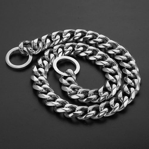 DaBingDian Robuste Würgekette für Hunde aus Edelstahl 19 mm, Halsband mit kubanischen Gliedern aus Silber und 18 Karat Gold für Pitbull, Mastiff, Bulldogge DaBingDian Robuste Würgekette für Hunde aus Edelstahl 19 mm, Halsband mit kubanischen Gliedern aus Silber und 18 Karat Gold für Pitbull, Mastiff, Bulldogge von DaBingDian