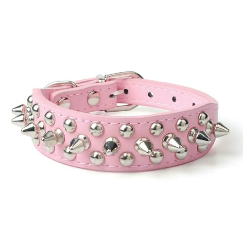 DaBingDian Stilvolles Hundehalsband aus PU-Leder, verstellbares Halsband mit Nietenbesatz für kleine und mittelgroße Hunderassen – 8 Farben erhältlich von DaBingDian