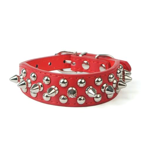 DaBingDian Stilvolles Hundehalsband aus PU-Leder, verstellbares Halsband mit Nietenbesatz für kleine und mittelgroße Hunderassen – 8 Farben erhältlich von DaBingDian