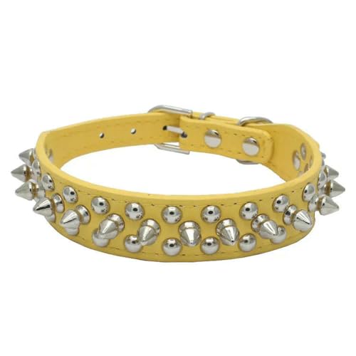 DaBingDian Stilvolles Hundehalsband aus PU-Leder mit Nietenbesatz für kleine und mittelgroße Rassen, 8 Farben von DaBingDian