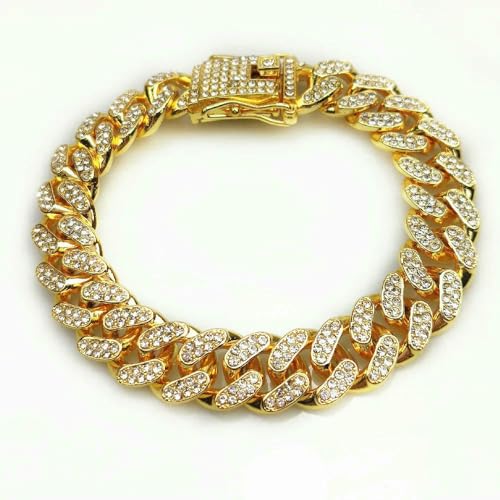 Luxus-Designer-Hundehalsband-Armband Bling Diamond Dog Halskette Cuban Goldkette für Pitbull Big Dogs Schmuck Metallmaterial Luxus-Designer-Hundehalsband-Armband Bling Diamond Dog Halskette Cuban Goldkette für Pitbull Big Dogs Schmuck Metallmaterial von DaBingDian
