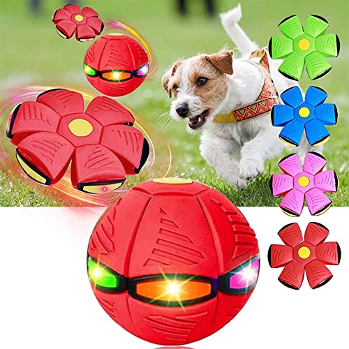 DaBoJinGo Haustier Spielzeug Fliegende Untertasse Ball,Fliegende Untertasse Ball Hund Spielzeug,Dekompression Fliegen Flachwurf Scheibenbälle Spielzeug Für Kinder Sport Kinder Geschenk,3 Lights,Red von DaBoJinGo