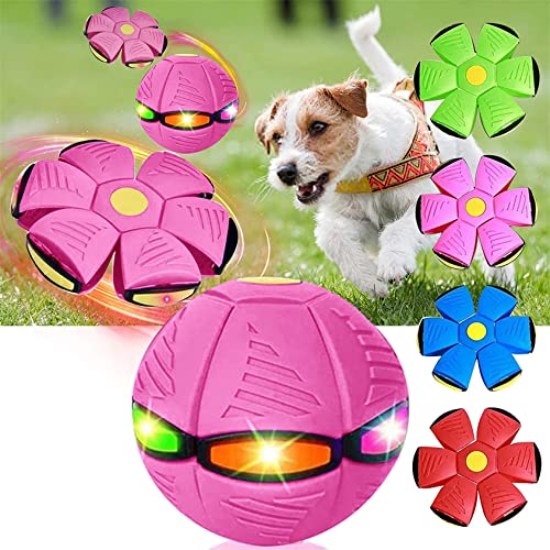 Haustier Spielzeug Fliegende Untertasse Ball,Fliegende Untertasse Ball Hund Spielzeug,Dekompression Fliegen Flachwurf Scheibenbälle Spielzeug Für Kinder Sport Kinder Geschenk ,without light,Rose Red von DaBoJinGo