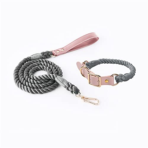 Hundeleine, buntes geflochtenes Seil, Kunstledergriff, Flexible und langlebige Schließe für kleine mittlere und große Hunde,L, Set - Dark Gray von DaBoJinGo