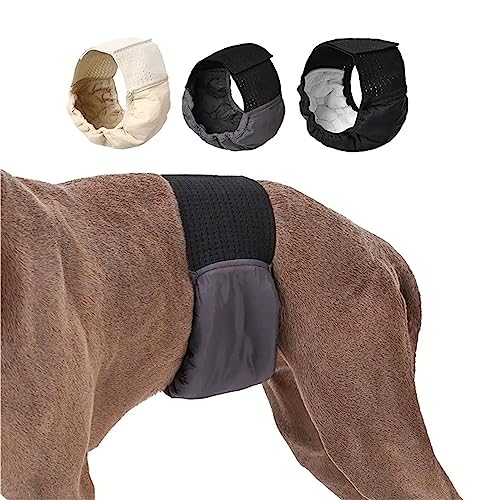 Waschbare Bauchband-Wickelwindeln für Hunde, Trainingswindel für Hunde, Bequeme Bauchwickel-Hundewindeln, wiederverwendbar, hochabsorbierende Hundewickel für Männer,S,Grey von DaBoJinGo