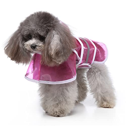 Wasserdichter transparenter rosa Regenmantel für Haustiere, Regenbekleidung, verstellbare Lange Klettbänder, 100% wasserdichte Regenjacke,3XL von DaBoJinGo