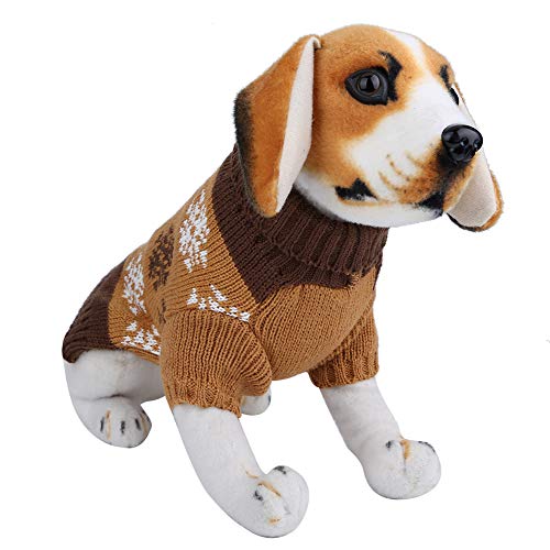 DaMohony Niedlicher Hundepullover mit Schneeflocken, gestrickt, für kleine Hunde von DaMohony