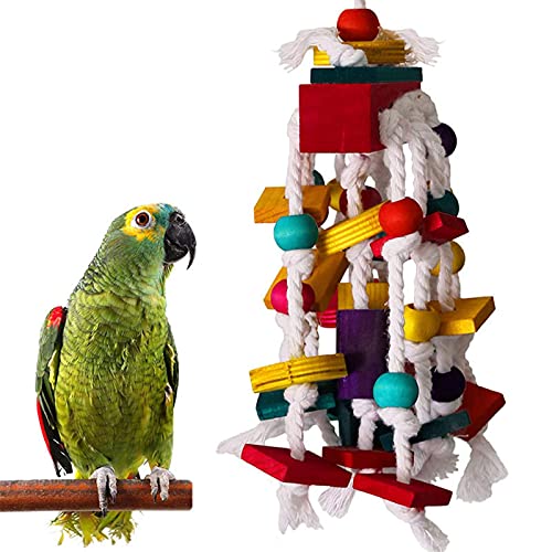 DaMohony Vogel-Kauspielzeug, bunt, zum Aufhängen, für Vogelkäfig, Beißspielzeug zum Spielen von DaMohony