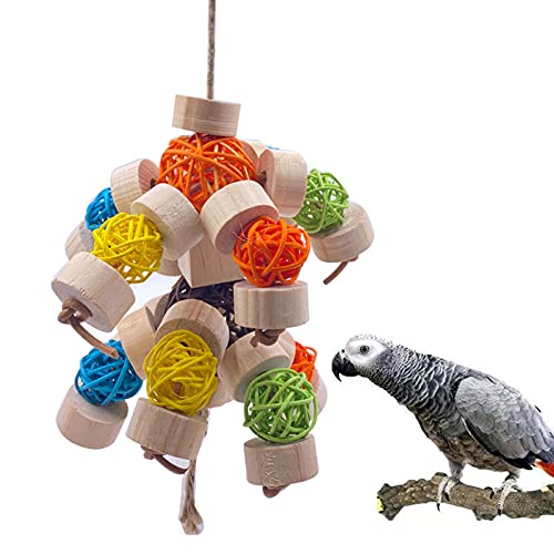DaMohony Vogel-Kauspielzeug aus Holz, mehrfarbig, Vogelkäfig-Zubehör zum Spielen von Vögeln von DaMohony