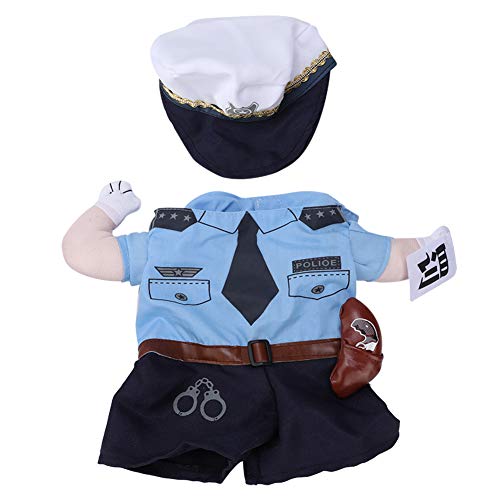 Halloween-Kostüm für Haustiere, Polizei, aufrechtes Kostüm für Katzen und Hunde Gr. Medium, blau von DaMohony