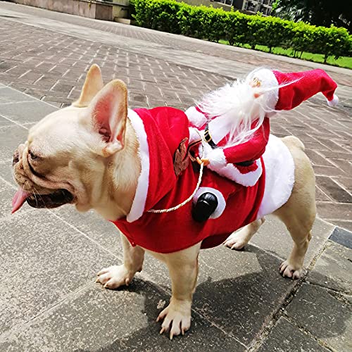 Haustier Hund Hoodie Weihnachten Warm Winter Mantel Santa Claus Pferd Reiten Outfits Kleidung Pullover Hund Jumpsuit für kleine Hunde Welpen Schnauzer Teddy Pudel von DaMohony