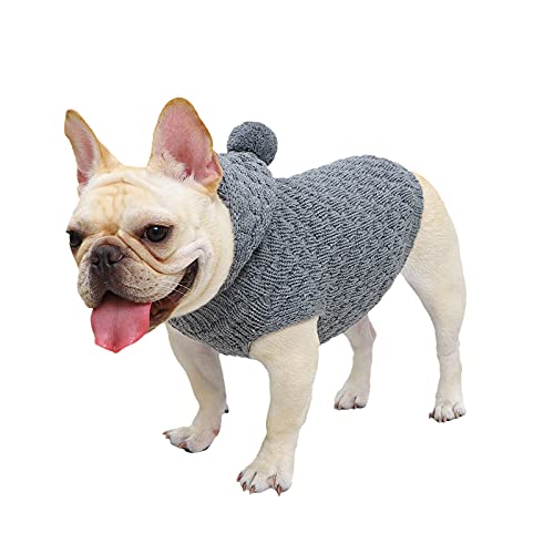 Haustier-Hundekleidung, weich, warm, gestrickt, einfarbig, mit Kapuze, für den Winter, kalte Kleidung von DaMohony