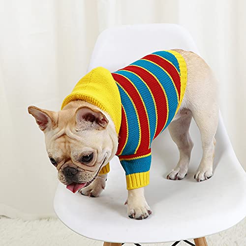 Hunde-Kapuzenpullover mit Streifen, weicher Pullover mit Mütze, warm, für drinnen und draußen, kaltes Wetter von DaMohony