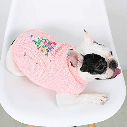 Hundepullover mit Blumenmuster für den Winter, warme Haustierkleidung für Hunde und Katzen, Strickware, Weste für kleine Hunde, mittelgroße Hunde, große Hunde von DaMohony