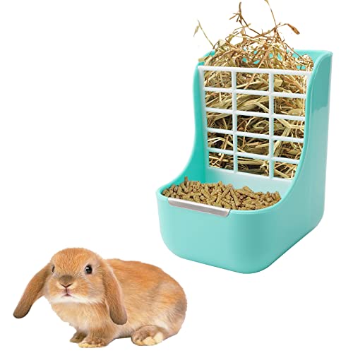 Kaninchen-Futterspender 2-in-1 Gräser Regal Behälter Heu Futterspender Heuspender Tierbedarf von DaMohony