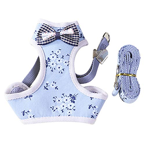 Pet Dog Bow Tie Harness with Leash Pet Breathable Adjustable Walking Vest Strap for Small Medium Puppy Cat von DaMohony