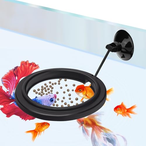 DaToo Kleiner Fisch-Futterring, rund, Mini-Aquarium-Futterspender mit starkem Saugnapf, schwimmender Fisch-Futterring für Betta, Goldfisch, Guppy von DaToo