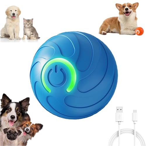 Dabeto Interaktives Hundespielzeug Ball, Magic Ball Hund Hundespielzeug Interaktiv, Intelligenzspielzeug für Hunde, Automatisch Rollender Hundeball für kleine mittlere große Hunde (blau) von Dabeto