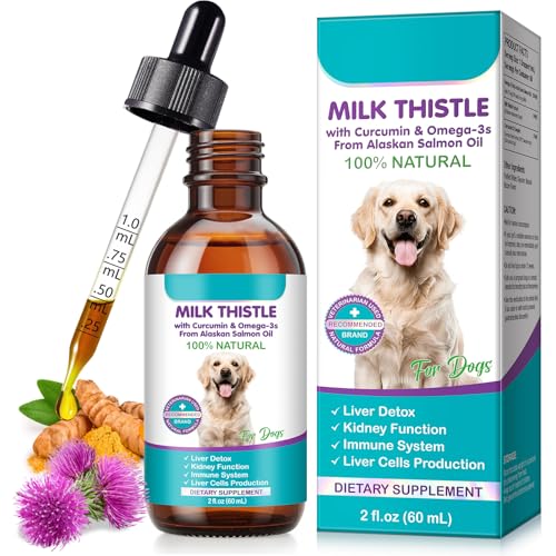 Mariendistel für Hunde, Mariendistel Flüssigextrakt Tropfen für Hunde, unterstützt die Gesundheit der Leber, gesunde Entgiftung, natürliche Ergänzung unterstützt die Nierenfunktion für Haustiere von Dachitian