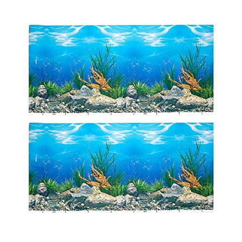 Daconovo 2X Aquarium Hintergrund Papier HD Bild 3D Dreidimensionale Aquarium Tapeten Hintergrund Malerei Doppelseitige Aquarium Dekorative Aquarium Aufkleber (40 x 82 cm) von Daconovo