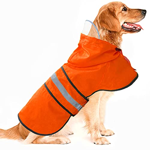 Dadanfly Hunde-Regenmantel, wasserdicht, reflektierend, leicht, atmungsaktiv, mit Kapuze und verstellbarem Bauchgurt und Leinenloch für kleine, mittelgroße und große Hunde (XL) von Dadanfly