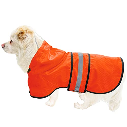 Dadanfly Hunde-Regenmantel, wasserdicht, reflektierend, leicht, atmungsaktiv, mit Kapuze und verstellbarem Bauchgurt und Leinenloch für kleine, mittelgroße und große Hunde (klein) von Dadanfly