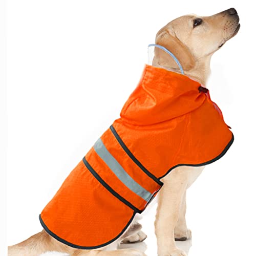 Dadanfly Hunde-Regenmantel, wasserdicht, reflektierend, leicht, atmungsaktiv, mit Kapuze und verstellbarem Bauchgurt und Leinenloch für kleine, mittelgroße und große Hunde (mittelgroß) von Dadanfly