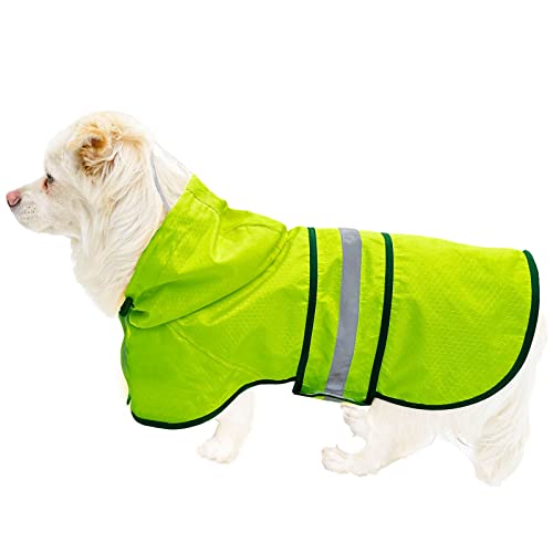 Hunde-Regenmantel, wasserdicht, reflektierend, Zupfer – leicht, atmungsaktiv, mit Kapuze, Poncho, Regenmantel, mittelgroße und große Hunde (klein, grün) von Dadanfly