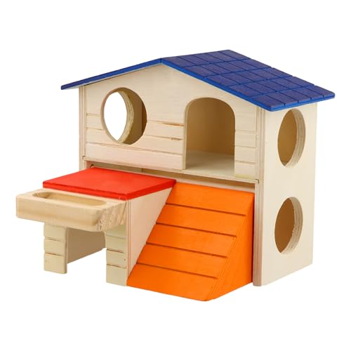 Holz Hamsterhaus, Meerschweinchen Haus mit Leiter, 2 Etagen Hamster Versteck, Hamsterhaus für Kleine Haustiere Zwerghamster, Rennmäuse, Degus, Stachelmäuse Holz Hamsterhaus, Meerschweinchen Haus mit Leiter, 2 Etagen Hamster Versteck, Hamsterhaus für Kleine Haustiere Zwerghamster, Rennmäuse, Degus, Stachelmäuse von Daelesr