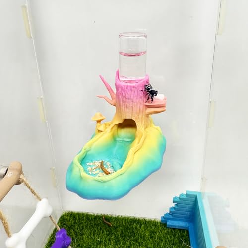 Springende Spinne Wasserspender, springende Spinne Versteck Magnetischer hängender Wasserspender und versteckte Höhle, Zaunzubehör für kleine Tiere wie springende Spinnen, Baumtiere usw. (Farbe) von Daerky