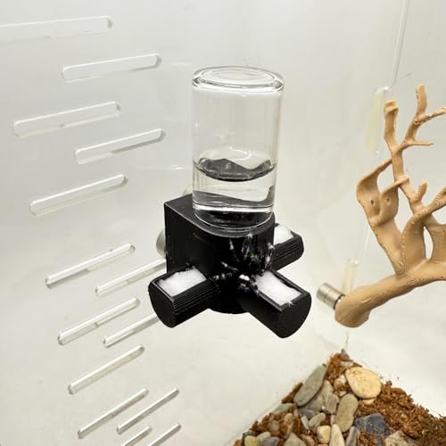 Springspinnen-Wasserspender, magnetischer Futterspender zum Aufhängen, geeignet für Springspinnen, Vogelspinnen, Beteranterinnen, Baumtiere und anderes Zubehör für Kleintiergehege (Schwarz, 5 ml) von Daerky