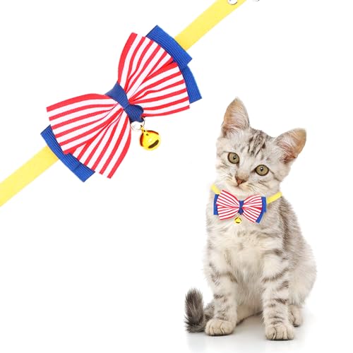 Dagslys Katzenhalsband mit Glöckchen, verstellbares Haustierhalsband, Breakaway, Marineblau, Weiß, Rot, Streifen, Fliege, Halsband, Ripsband, Leder, Kätzchen, Katzenhalsband für Katzen, Haustiere, Dagslys Katzenhalsband mit Glöckchen, verstellbares Haustierhalsband, Breakaway, Marineblau, Weiß, Rot, Streifen, Fliege, Halsband, Ripsband, Leder, Kätzchen, Katzenhalsband für Katzen, Haustiere, von Dagslys