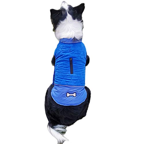 DAIHAN Hundejacke Winterweste Jacken Hundemantel Haustier Skifahren Kostüm Ärmellose Baumwolle Gepolsterte Weste wasserdichte Kleidung,Blau,3XL von DAIHAN