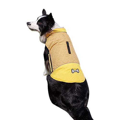 DAIHAN Hundejacke Winterweste Jacken Hundemantel Haustier Skifahren Kostüm Ärmellose Baumwolle Gepolsterte Weste wasserdichte Kleidung,Gelb,3XL von DAIHAN