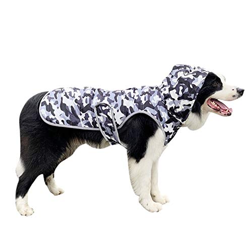 DAIHAN Hundejacke für Hunde, Wasserdicht Hundemantel Gefüttert Warmem Hund Jacke Mantel Ärmellose Weste Schneeanzug mit Kapuze Winterjacke Warm Weste Hundekleidung,Weiße Camo,XS von DAIHAN