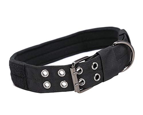 DAIHAN Militärisches Training Hochleistungs-Verstellbare Hundehalsband Weiches Hundehalsband mit D-Ring-Metallschnalle für mittelgroße Hunde SchwarzBLK XL von DAIHAN