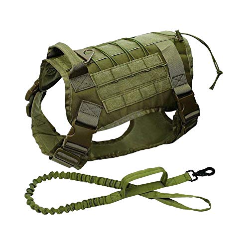 DAIHAN Taktisches Hundegeschirr mit Leine für taktisches Training, Militär, verstellbare Molle-Nylonweste Army M von DAIHAN